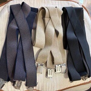 George Men'sTerry Suspenders 3pair -tan, blue, black-silver hardware- pre-owned